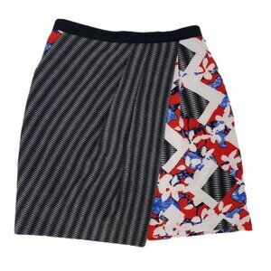 Peter Pilotto for Target Floral Striped Faux Wrap Asymmetrical Mini Skirt Size 2